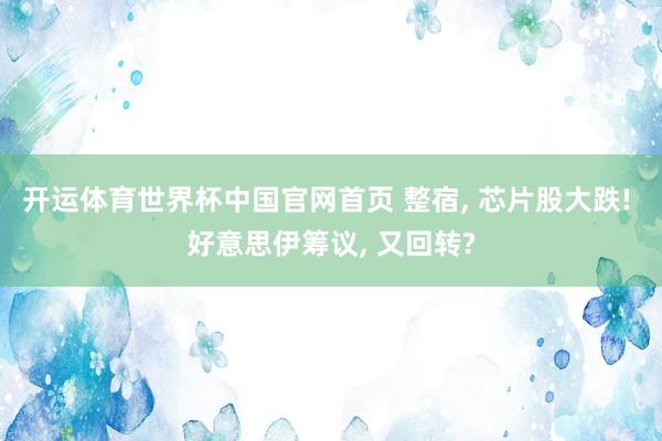 开运体育世界杯中国官网首页 整宿, 芯片股大跌! 好意思伊筹议, 又回转?