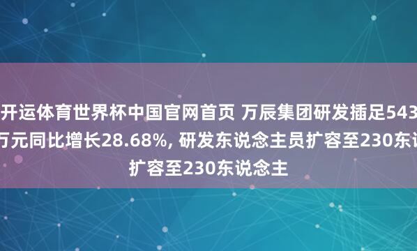 开运体育世界杯中国官网首页 万辰集团研发插足5433.32万元同比增长28.68%, 研发东说念主员扩容至230东说念主