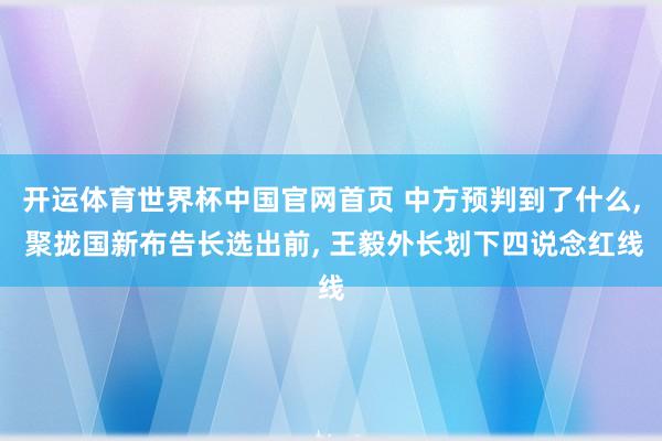 开运体育世界杯中国官网首页 中方预判到了什么, 聚拢国新布告长选出前, 王毅外长划下四说念红线