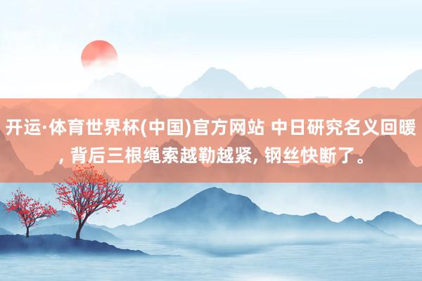 开运·体育世界杯(中国)官方网站 中日研究名义回暖, 背后三根绳索越勒越紧, 钢丝快断了。