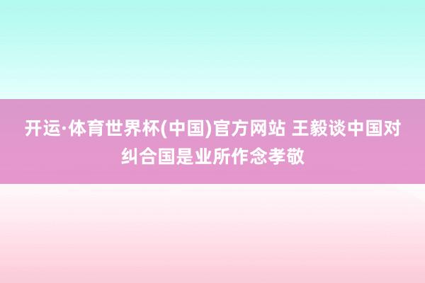 开运·体育世界杯(中国)官方网站 王毅谈中国对纠合国是业所作念孝敬