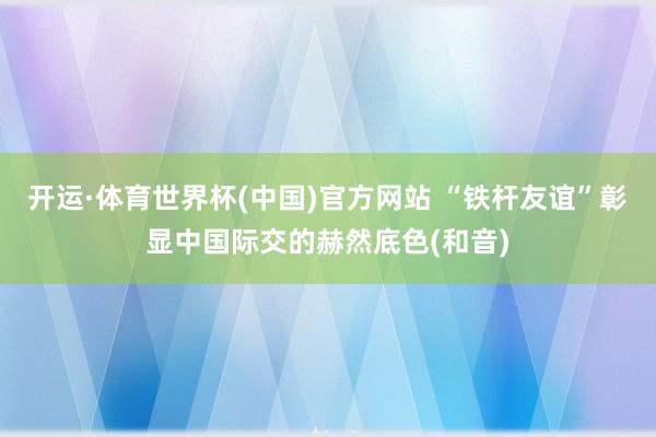 开运·体育世界杯(中国)官方网站 “铁杆友谊”彰显中国际交的赫然底色(和音)