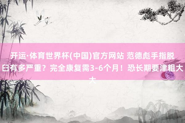 开运·体育世界杯(中国)官方网站 范德彪手指脱臼有多严重？完全康复需3-6个月！恐长期要津粗大