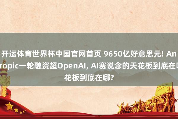 开运体育世界杯中国官网首页 9650亿好意思元! Anthropic一轮融资超OpenAI， AI赛说念的天花板到底在哪?